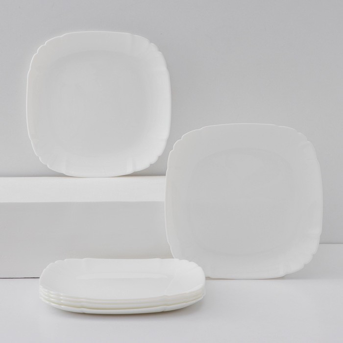 Набор десертных тарелок Luminarc Lotusia, d=20,5 см, стеклокерамика, 6 шт, цвет белый - фото 1 - id-p218095682