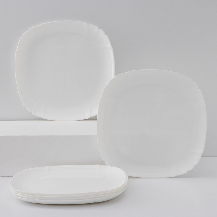 Набор подстановочных тарелок Luminarc Lotusia, d=25,5 см, стеклокерамика, 6 шт, цвет белый - фото 1 - id-p218095684