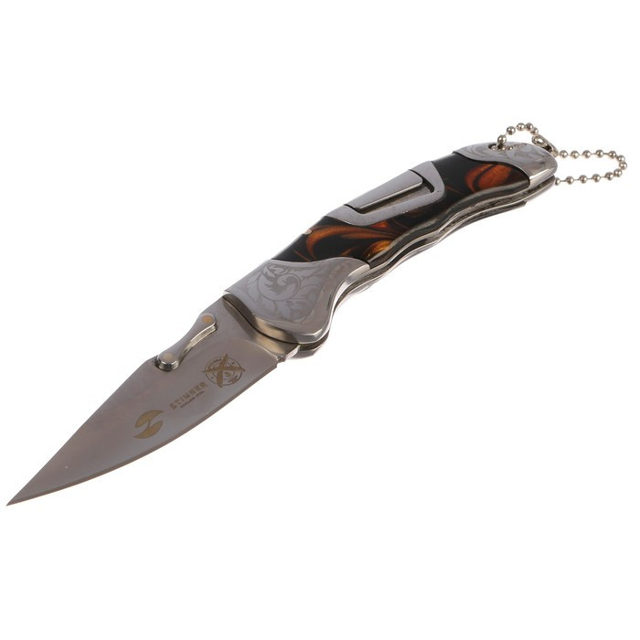Складной нож Stinger с клипом, 165 мм, рукоять: нержавеющая сталь, дерево, подарочный бокс - фото 1 - id-p218095819