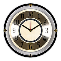 Часы настенные, серия: Интерьер, плавный ход, d-30 см, золотые