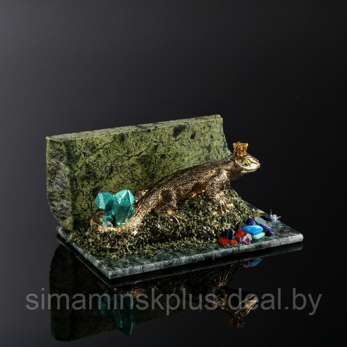 Сувенир "Ящерица", 8х12х5 см, змеевик, гипс - фото 1 - id-p218098464