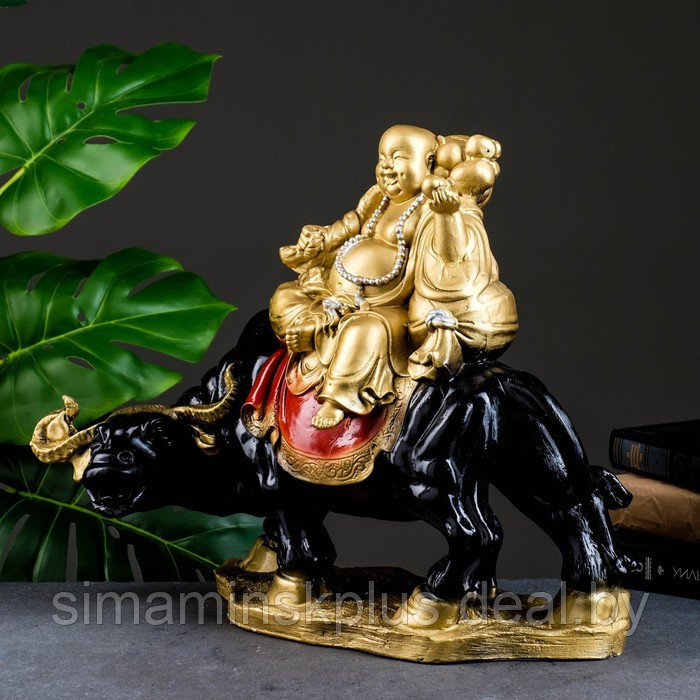 Копилка "Хоттей на буйволе" красное золото, 22х44х37см - фото 4 - id-p218098512