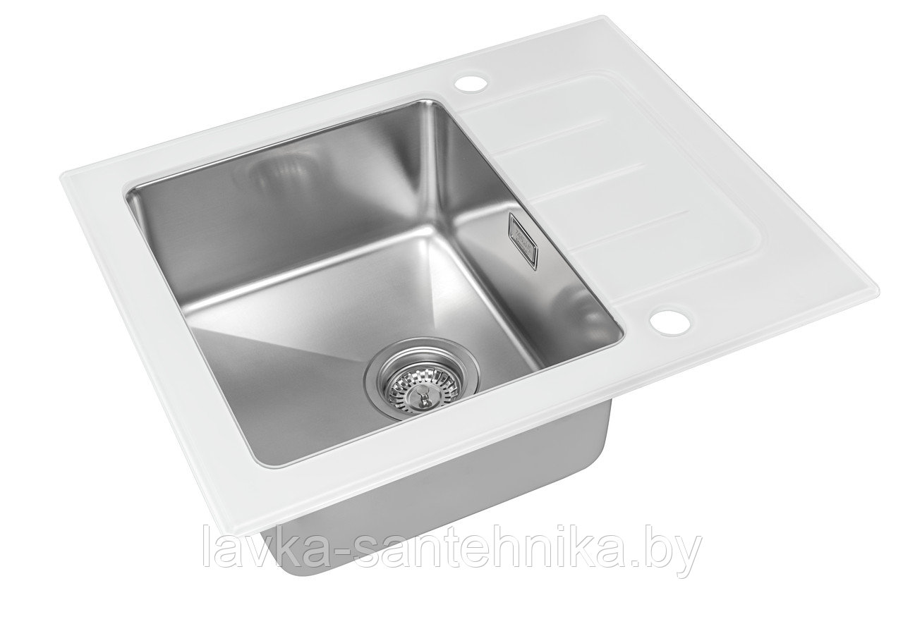 Мойка кухонная со стеклом ZorG GS 6250 white - фото 1 - id-p218098682