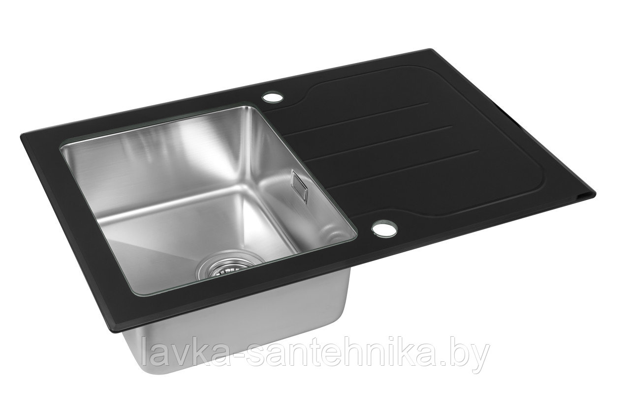 Мойка кухонная со стеклом ZorG GS 7850 black - фото 1 - id-p218098685