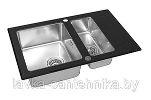 Мойка кухонная со стеклом ZorG GS 7850-2 black