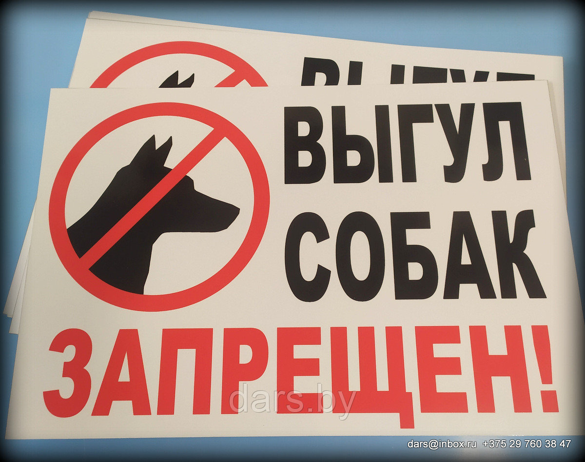 Табличка Выгул собак запрещен - фото 3 - id-p38121973