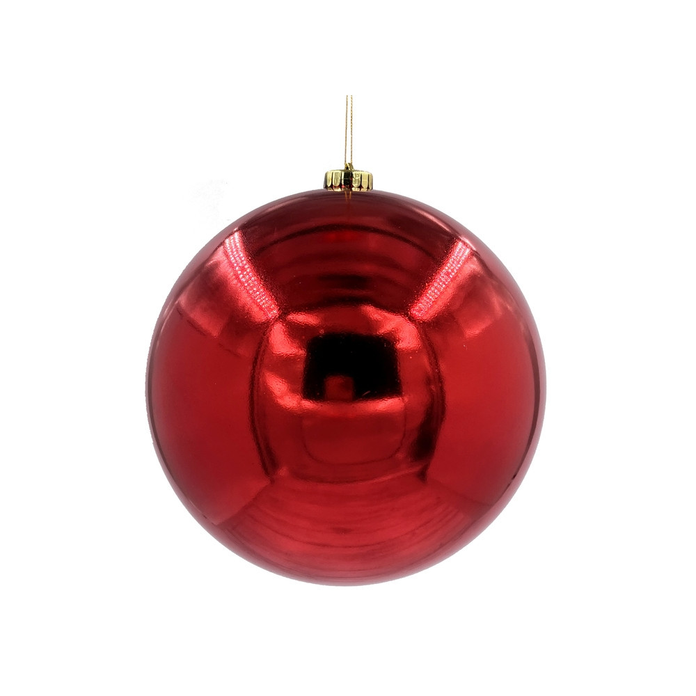 Шар новогодний для елки пластиковый 20 см красный (04014) - фото 1 - id-p218099712