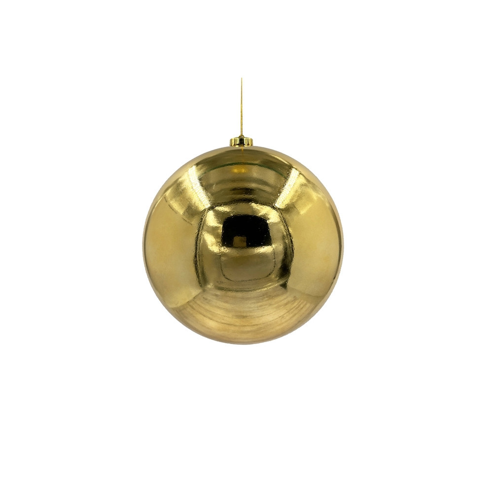 Шар новогодний для елки пластиковый 14 см золото (04009) - фото 1 - id-p218099718