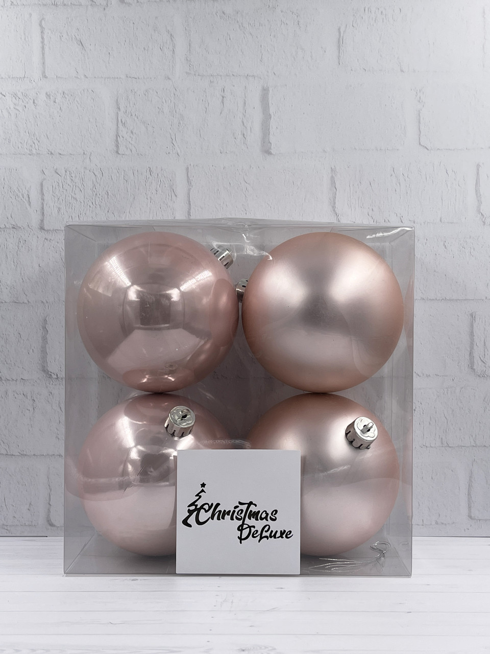 Набор пластиковых шаров ø 10 см 4 шт. розовый перламутр в прозрачной упаковке (87072) - фото 1 - id-p218099721