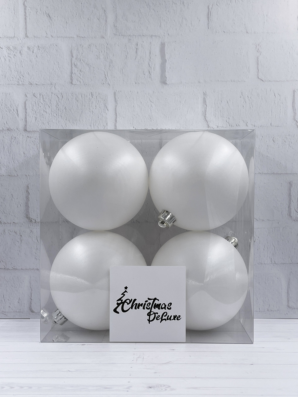 Набор пластиковых шаров ø 10 см 4 шт. белый в прозрачной упаковке (87067) - фото 1 - id-p218099723