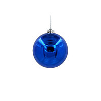 Шар новогодний для елки пластиковый 10 см синий (04008)