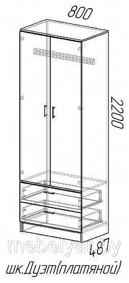 Шкаф 2-створчатый платяной Дуэт Эра 0.8 м белый гладкий - фото 3 - id-p218105210