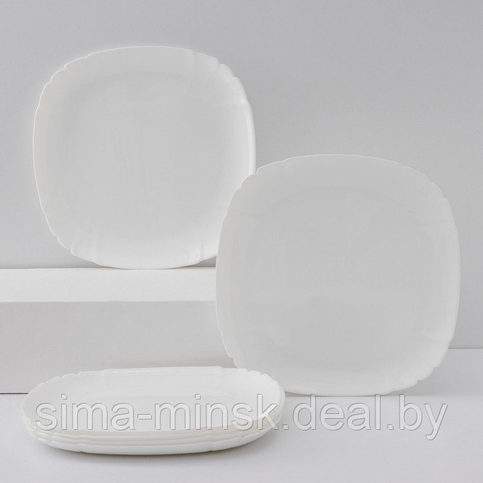 Набор подстановочных тарелок Luminarc Lotusia, d=25,5 см, стеклокерамика, 6 шт, цвет белый - фото 1 - id-p218123453