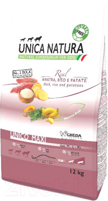Сухой корм для собак Unica Natura Maxi утка, рис, картофель - фото 1 - id-p218117120