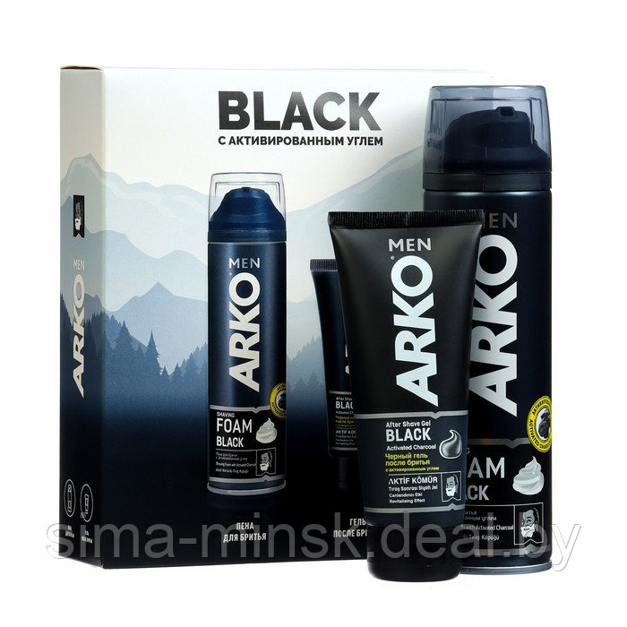 Набор подарочный мужской ARKO: Пена для бритья Black, 200 мл + Гель после бритья Black,100мл 1015660 - фото 1 - id-p218123570