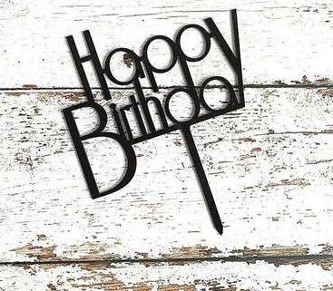 Топпер акриловый пластик черный "Happy Birthday"