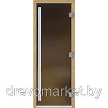 Стеклянные двери для бани и сауны DoorWood "Престиж" 80*200 см с коробкой,  стекло Матовое бронза 10 мм