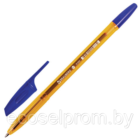 Ручка шариковая BRAUBERG "X-333" AMBER, СИНЯЯ, корпус тонированный оранжевый, узел 0,7 мм, линия письма 0,35 м - фото 1 - id-p218152655