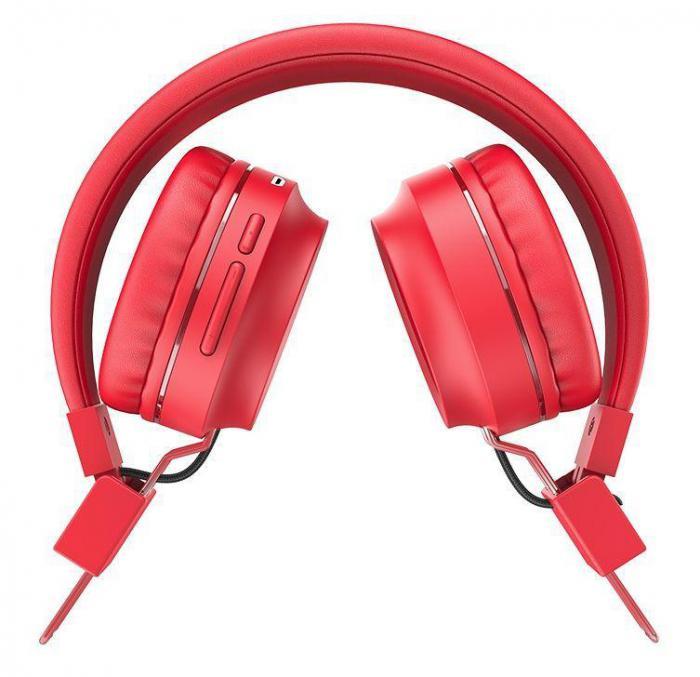 Беспроводные bluetooth наушники с микрофоном HOCO W25 Promise красные накладные - фото 2 - id-p218094486
