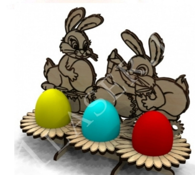 Сувенир "Подставка под 3 яйца на Пасху "Заяц" с гравировкой" - фото 1 - id-p218165693