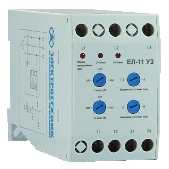 ЕЛ-11 У3, 400В, 3А, 1з+1р, IP20, реле контроля трехфазного напряжения (ЭТ) - фото 1 - id-p218163033