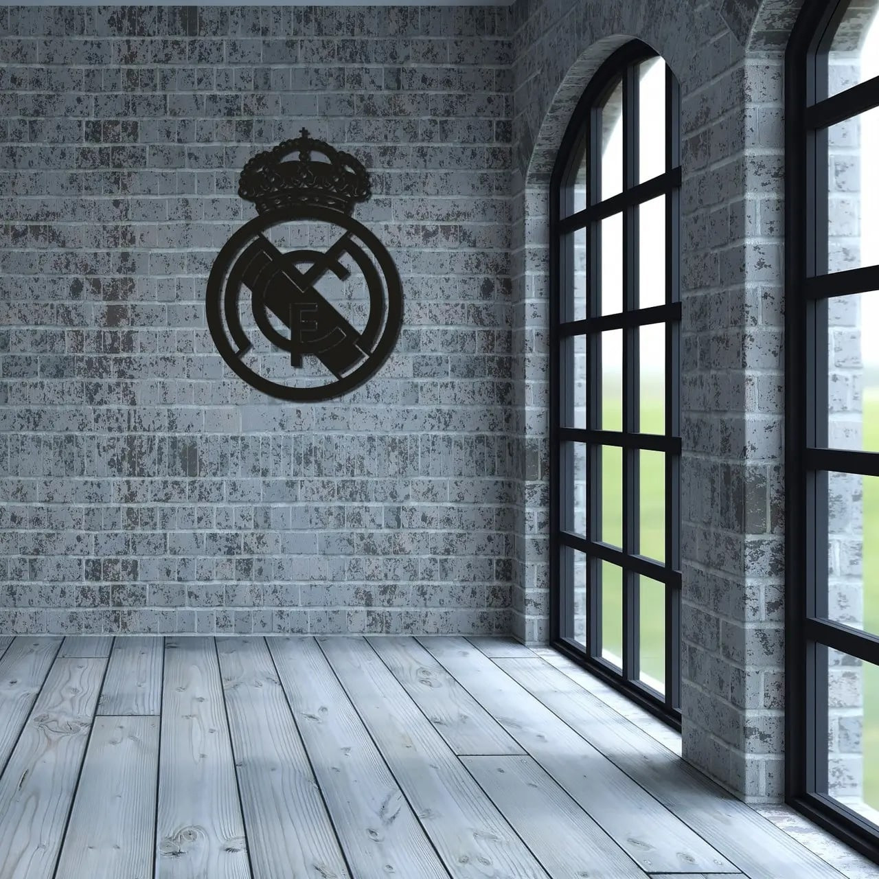 Деревянная эмблема футбольного клуба Реал Мадрид (70*50 см)