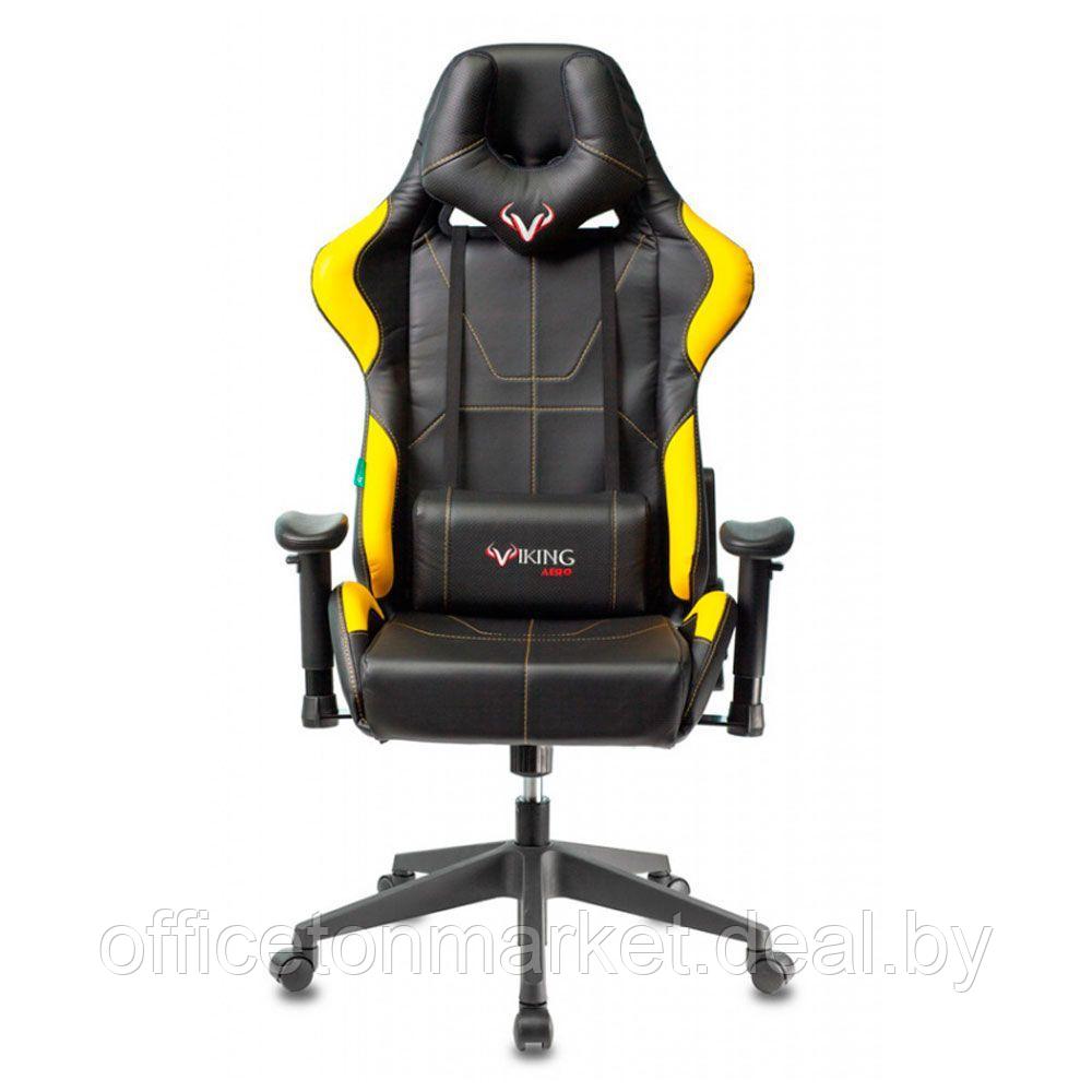 Кресло игровое Бюрократ "Zombie VIKING 5 AERO", экокожа, пластик, черный, желтый - фото 2 - id-p218175313