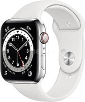 Умные часы Apple Watch Series 6 LTE 44 мм (сталь серебристый/белый спортивный)