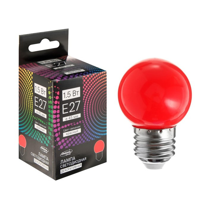 Лампа светодиодная Luazon Lighting, G45, Е27, 1.5 Вт, для белт-лайта, красная, - фото 2 - id-p218176407