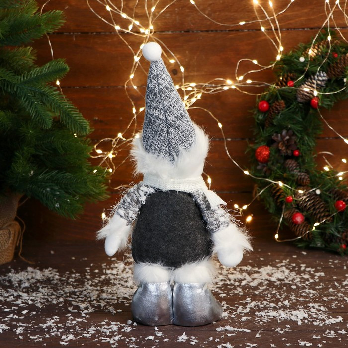 Мягкая игрушка "Снеговик в колпаке и шарфике" 16х30 см, серый - фото 2 - id-p218179344