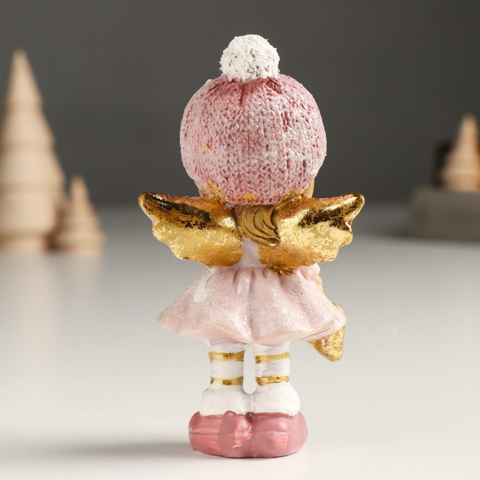 Сувенир полистоун "Малышка-ангел в розовом, с золотым сердцем" блёстки 4х6х10,5 см - фото 3 - id-p218178409