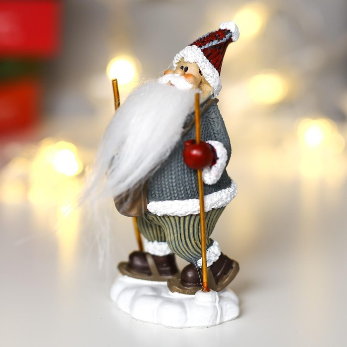 Сувенир полистоун "Дед Мороз с длинной бородой, на лыжах" 10,5х5,5х4 см - фото 2 - id-p218178415