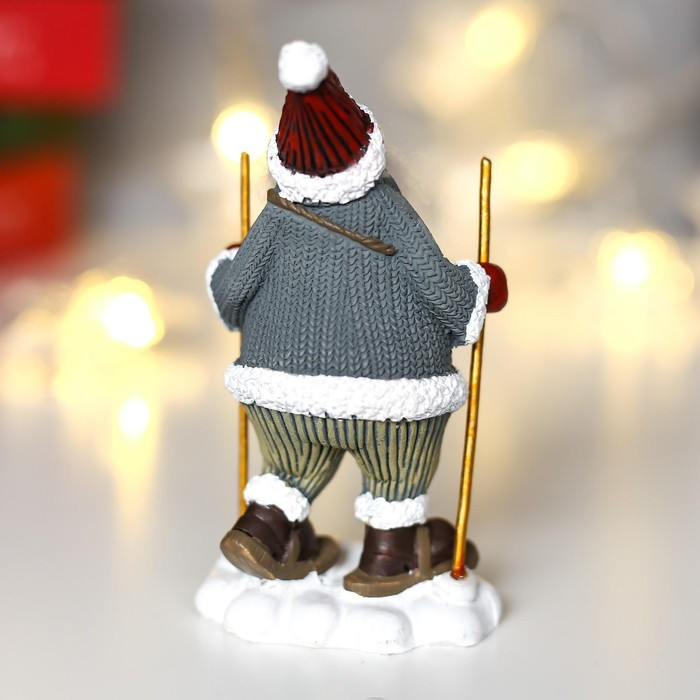 Сувенир полистоун "Дед Мороз с длинной бородой, на лыжах" 10,5х5,5х4 см - фото 4 - id-p218178415