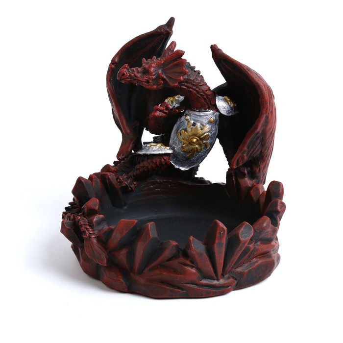 Пепельница "Дракон в латах", 11.7 х 10.3 х 11.3 см, коричневая - фото 1 - id-p218179359