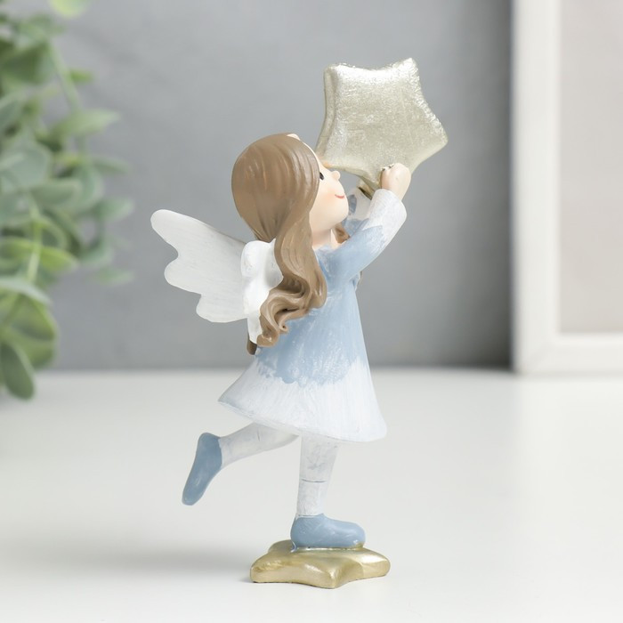 Сувенир полистоун "Малышка-ангел в бело-голубом платьице с золотой звездой" 11,5х5,5х6 см - фото 2 - id-p218178447