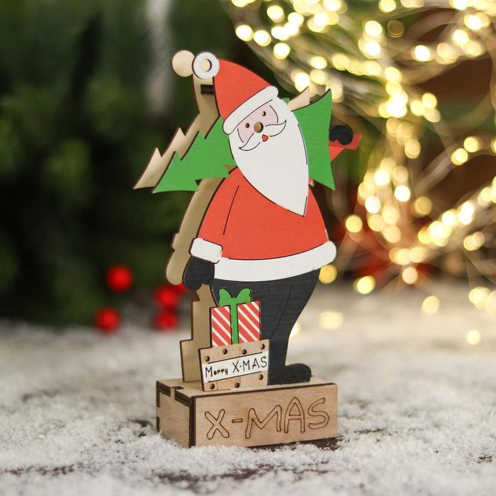 Фигурка новогодняя свет "Дед Мороз с ёлкой и подарками" 10х17 см - фото 1 - id-p218179384