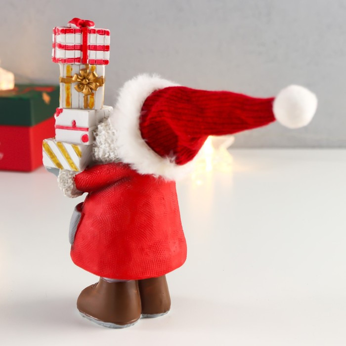 Сувенир полистоун "Дед Мороз в красном, с кудрявой бородой с подарками" 15,5х8,2х6,5 см - фото 4 - id-p218178464