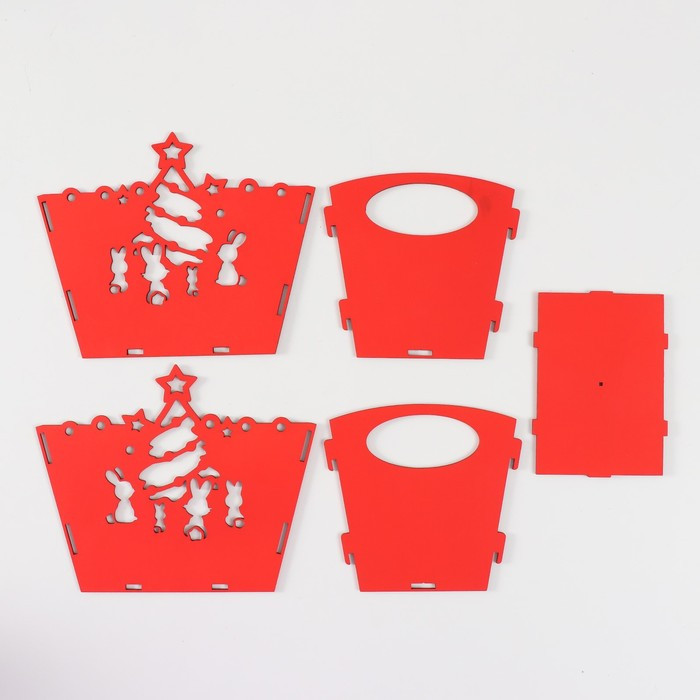 Корзинка-шкатулка "Зайчики" красный 18х12х14,5 см (набор 5 деталей) - фото 5 - id-p218179412