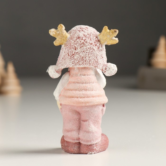 Сувенир полистоун "Малыш/Малышка в розовом, с рожками на шапке, стоит" МИКС 3х4,5х9 см - фото 4 - id-p218178472