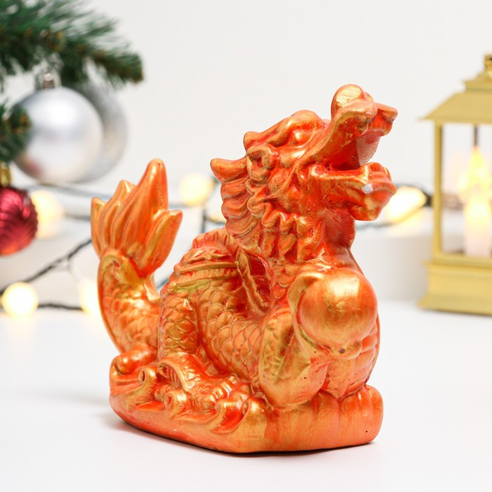 Фигура "Большой огненный дракон" красная с золотым, 18х12х10см - фото 2 - id-p218178474