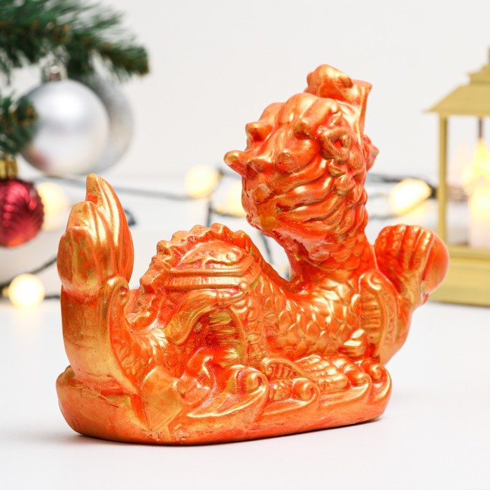 Фигура "Большой огненный дракон" красная с золотым, 18х12х10см - фото 3 - id-p218178474