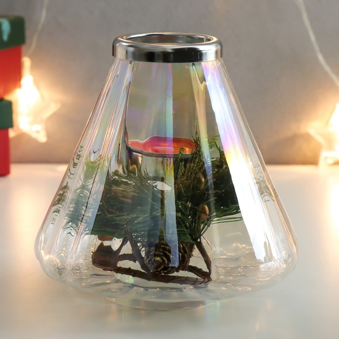 Подсвечник стекло, металл на 1 свечу "Капелька"МИКС d-4 см 14х14 см - фото 1 - id-p218179447