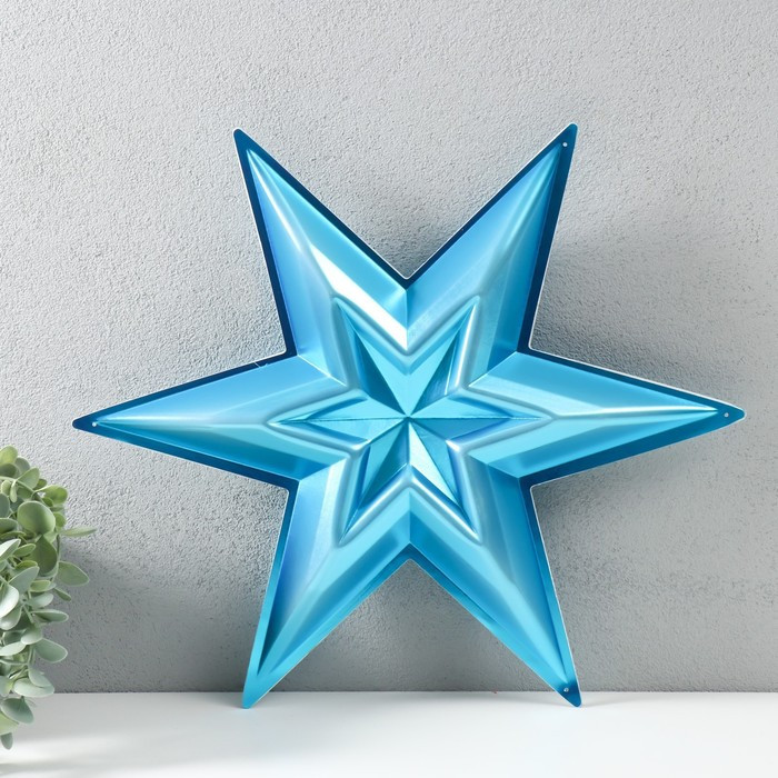 Фигурка "Звезда в Звезде" малая голубой металлик, 38,8х33,5 см - фото 3 - id-p218179453