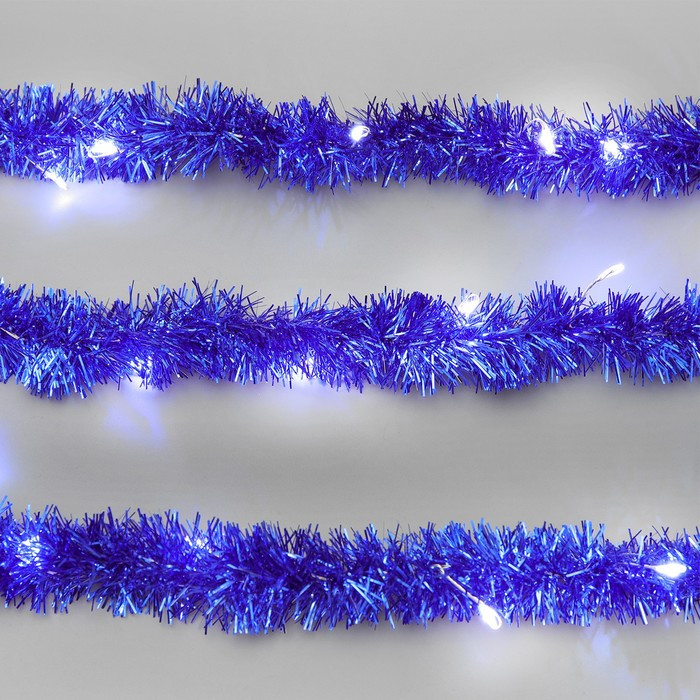 Гирлянда «Мишура» 2 м роса, IP20, синяя нить, 44 LED, 8 слоёв, d=3 см, свечение белое, ААх2 - фото 3 - id-p218176642