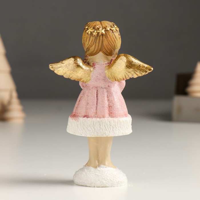 Сувенир полистоун "Девочка-ангел в розовом, с золотой звездой" блёстки, золото 4х7,5х12 см - фото 3 - id-p218178556