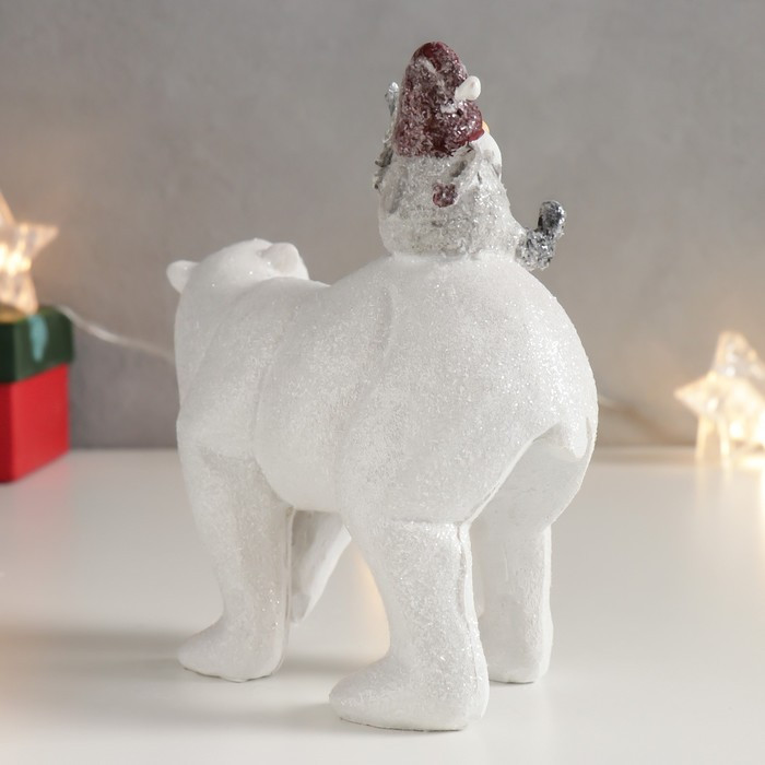 Сувенир полистоун "Дед Мороз с ёлочкой верхом на белом медведе" 16х15х7 см - фото 3 - id-p218178567