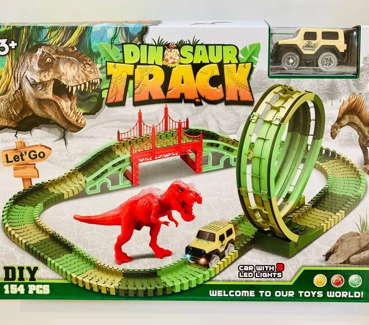 Игровой набор "Дино трек" + машинка и динозавры 82234 м
