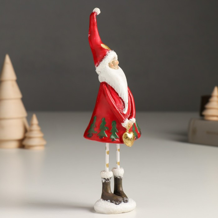 Сувенир полистоун "Высокий Дед Мороз в красном наряде, с сердцем/звездой" МИКС 4,5х6х19 см - фото 3 - id-p218178729