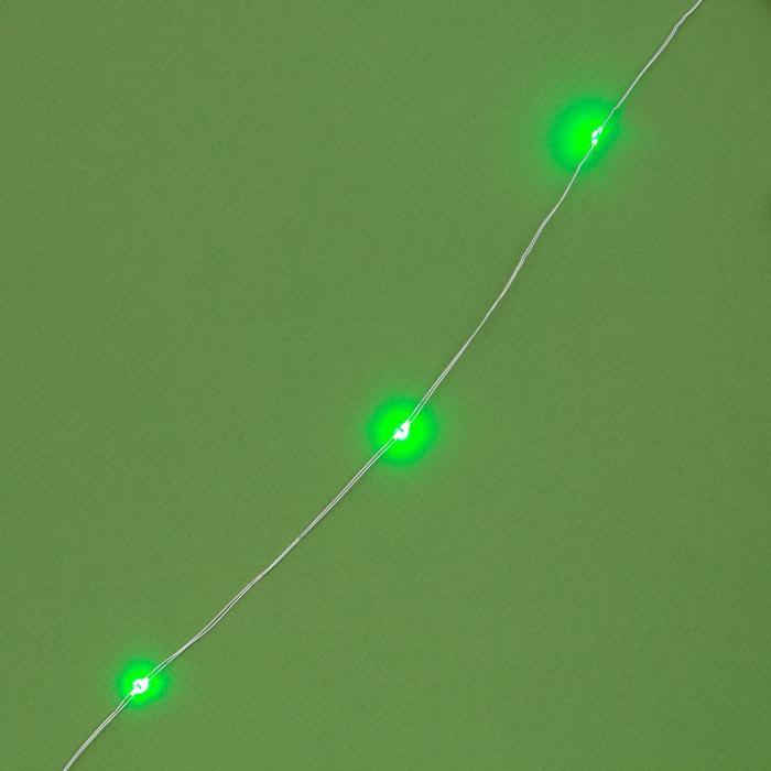 Гирлянда «Нить» 10 м роса, IP44, серебристая нить, 100 LED, свечение зелёное, 2 режима, солнечная батарея - фото 7 - id-p218176879