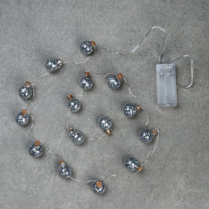 Гирлянда «Нить» 1.6 м с насадками «Шарики с серебристым конфетти», IP20, серебристая нить, 15 LED, свечение - фото 3 - id-p218176889